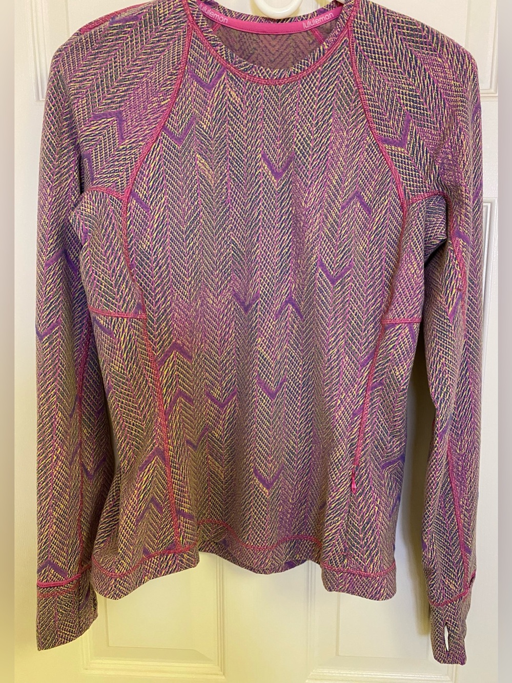 lululemon athletica Pink & Purple Chevron Long Sleeve Top